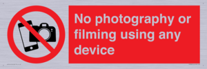 No photography or filming using any device